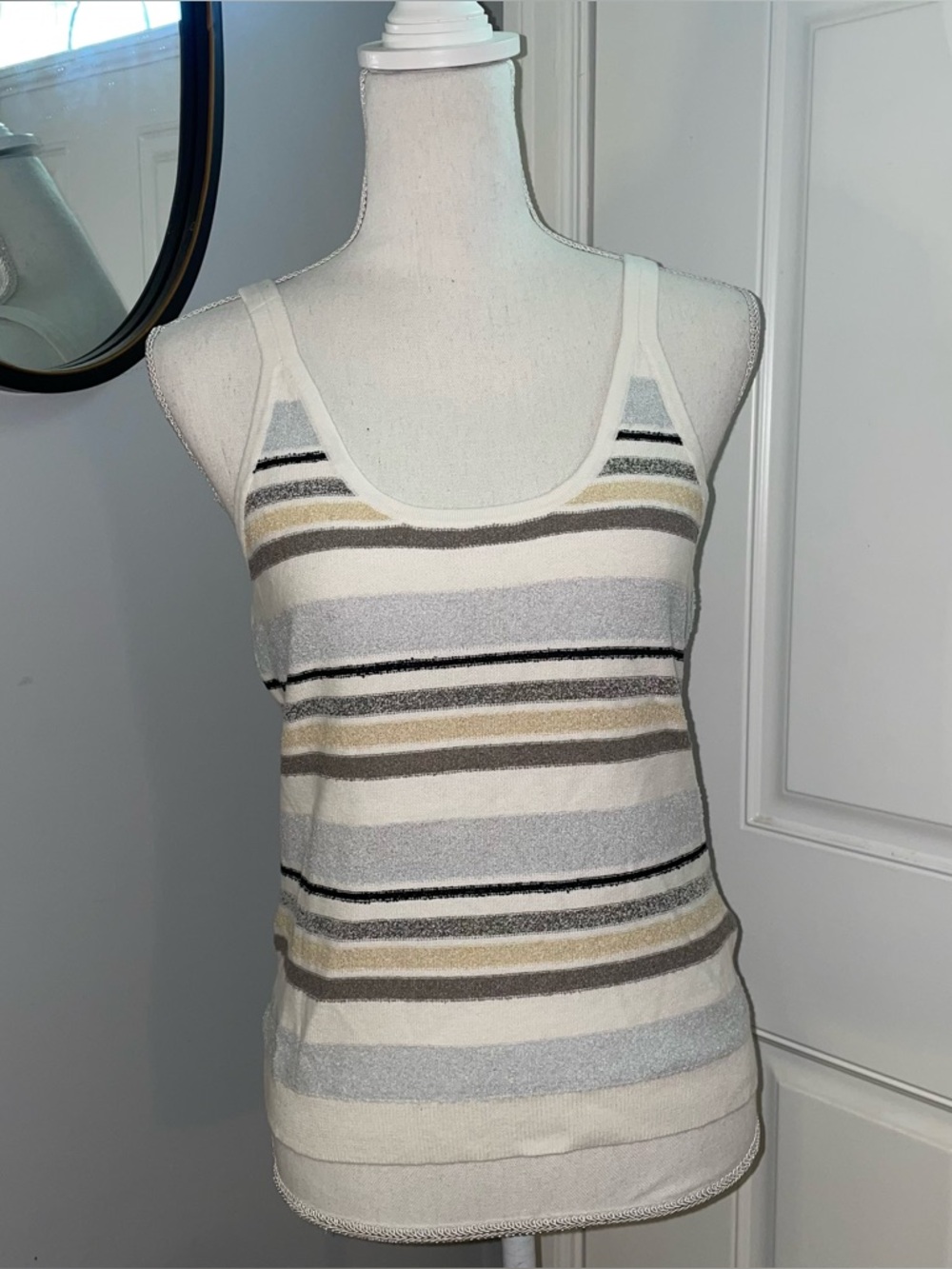 NWT One Grey Day Terry Cloth Striped Tank Top